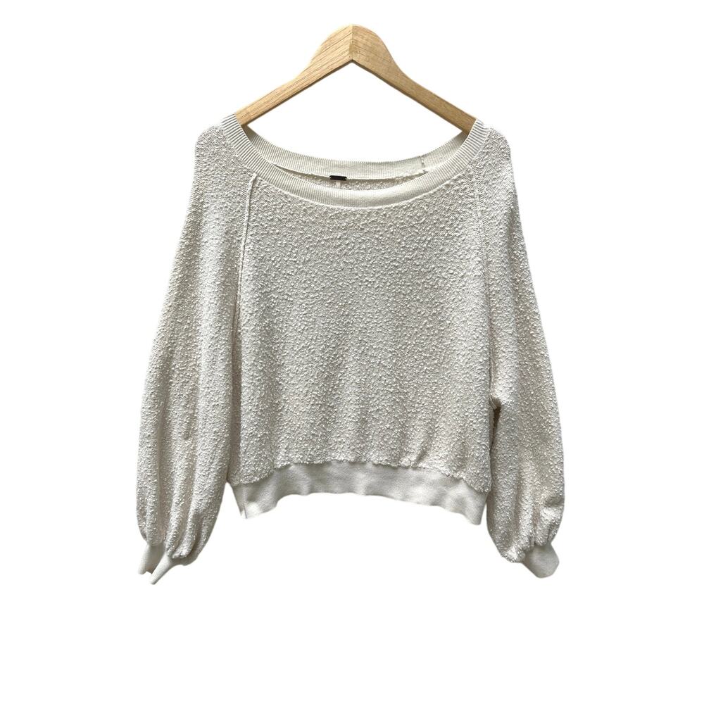 Free People Sweater Terry Cloth Popcorn Knit Long Sleeve Crewneck Pullover S